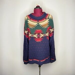 Vintage Woolrich Sweater 100% Wool Geometric Large 80s 90s Southwest Aztec